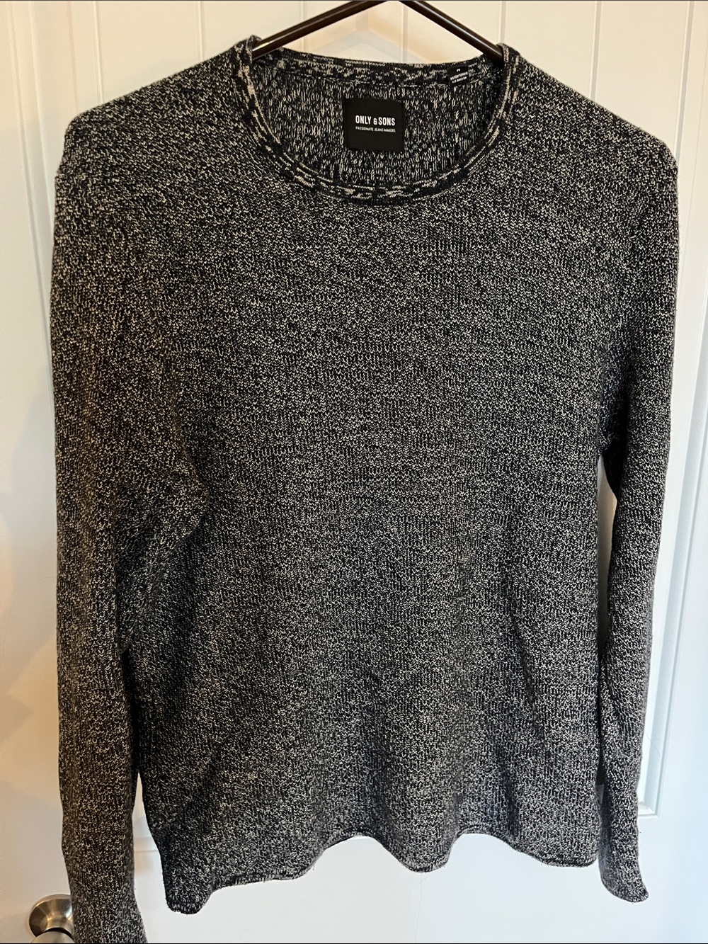 ONLY & SONS Black, Grey & White Marled Crewneck Sweater